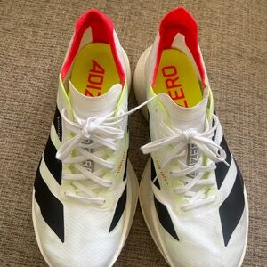 Adidas Men's White and Black Athletic Shoes with Neon Accents